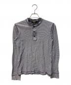 RRLダブルアールエル）の古着「ヘンリーネックボーダーカットソー」｜ネイビー