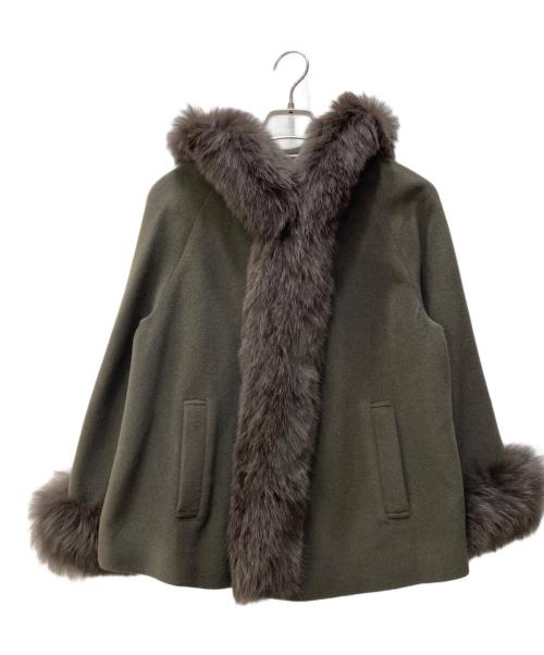 Diagram GRACE CONTINENTAL（ダイアグラム グレースコンチネンタル）Diagram GRACE CONTINENTAL (ダイアグラム グレースコンチネンタル) フォックスファーポンチョコート ブラウン サイズ:36の古着・服飾アイテム