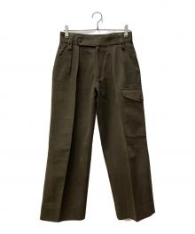 TOMORROW LAND（トゥモローランド）の古着「ウールコットンキャバリーツイル ミリタリーカーゴパンツ」｜オリーブ