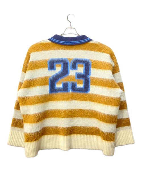 masonprince（メゾンプリンス）masonprince (メゾンプリンス) オーバーサイズポロネックボーダーニット ホワイト×マスタード サイズ:4の古着・服飾アイテム