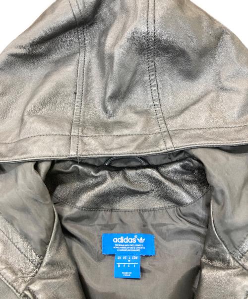 adidas Originals（アディダスオリジナル）adidas originals (アディダスオリジナル) HOODED LEATHER JACKET ブラック サイズ:Mの古着・服飾アイテム