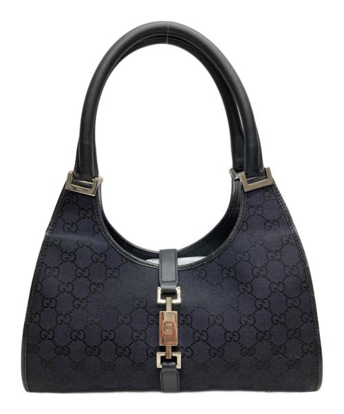 GUCCI（グッチ）GUCCI (グッチ) GGキャンバスジャッキーハンドバッグ ネイビー×ブラックの古着・服飾アイテム