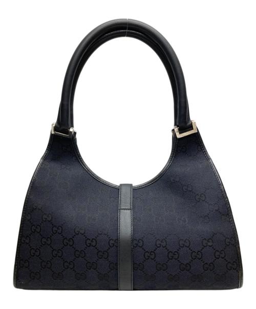 GUCCI（グッチ）GUCCI (グッチ) GGキャンバスジャッキーハンドバッグ ネイビー×ブラックの古着・服飾アイテム