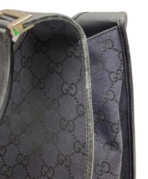 GUCCI（グッチ）GUCCI (グッチ) GGキャンバスジャッキーハンドバッグ ネイビー×ブラックの古着・服飾アイテム