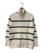 GOBIゴビ）の古着「カシミヤハイネックボーダーニット」｜ホワイト