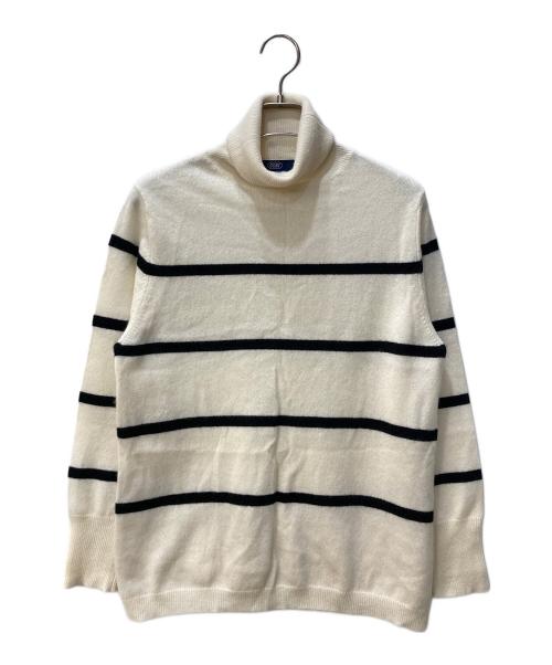 GOBI（ゴビ）GOBI (ゴビ) カシミヤハイネックボーダーニット ホワイト サイズ:M～Lの古着・服飾アイテム
