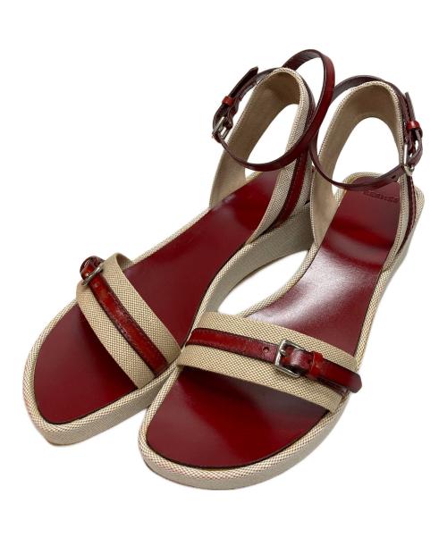 HERMES（エルメス）HERMES (エルメス) ウェッジソールサンダル レッド サイズ:37の古着・服飾アイテム