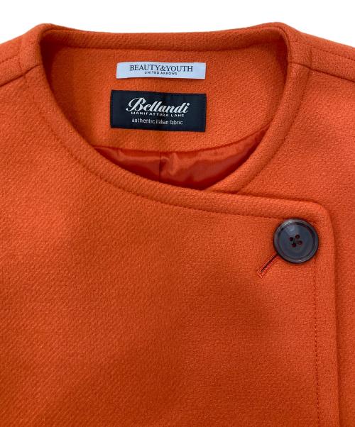 6(ROKU) BEAUTY&YOUTH（ロク ビューティーアンドユース）6(ROKU) BEAUTY&YOUTH (ロク ビューティーアンドユース) ノーカラーミドルウールコート オレンジ サイズ:Ｓの古着・服飾アイテム