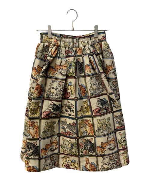 MMTS（マミタス）mmts (マミタス) 猫ジャガードスカート ベージュ サイズ:Mの古着・服飾アイテム
