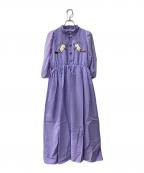 MMTSマミタス）の古着「猫刺繍チャイナ ワンピース」｜ラベンダー