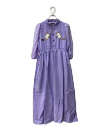 MMTS（マミタス）の古着「猫刺繍チャイナ ワンピース」｜ラベンダー