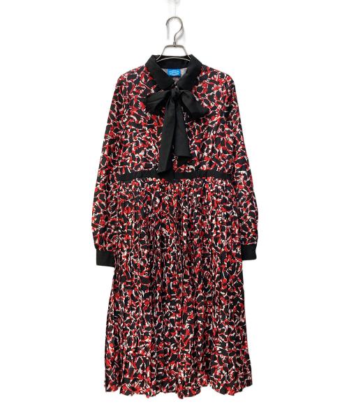 MMTS（マミタス）MMTS (マミタス) 猫カモフラージュ ボウタイ付きワンピース レッド サイズ:FREEの古着・服飾アイテム