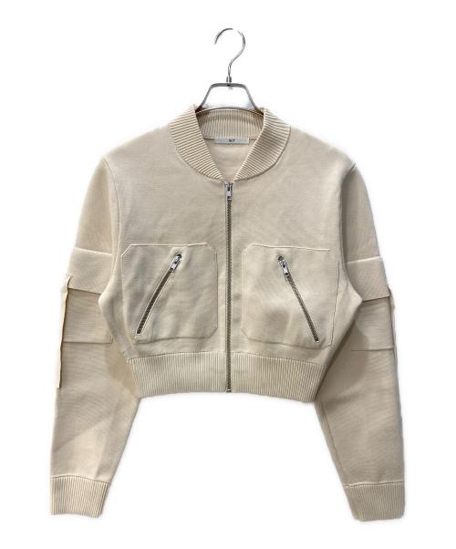 SLY（スライ）SLY (スライ) FINE TOUCH KNIT ブルゾン ベージュ サイズ:Sの古着・服飾アイテム