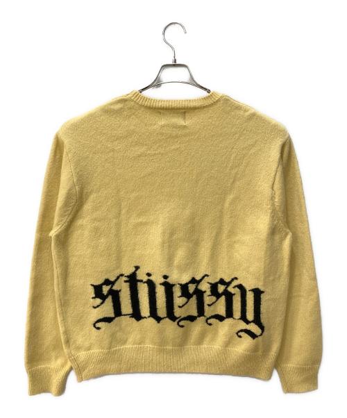 stussy（ステューシー）stussy (ステューシー) ロゴプリントニット イエロー サイズ:Lの古着・服飾アイテム