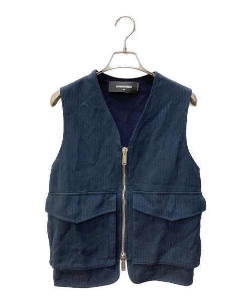 DSQUARED2（ディースクエアード）DSQUARED2 (ディースクエアード) 切替ベスト ネイビー サイズ:46の古着・服飾アイテム