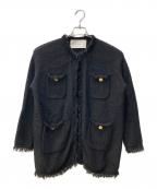 ADAWASアダワス）の古着「ニットツイード 4ポケットジャケット」｜ブラック