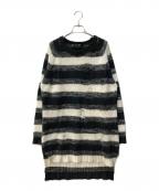 NO ID.ノーアイディー）の古着「ボーダーニット」｜ブラック×ホワイト