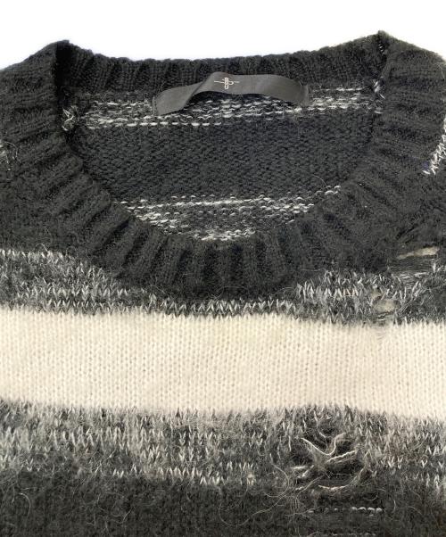 NO ID.（ノーアイディー）NO ID. (ノーアイディー) ボーダーニット ブラック×ホワイト サイズ:Freeの古着・服飾アイテム