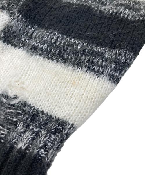 NO ID.（ノーアイディー）NO ID. (ノーアイディー) ボーダーニット ブラック×ホワイト サイズ:Freeの古着・服飾アイテム