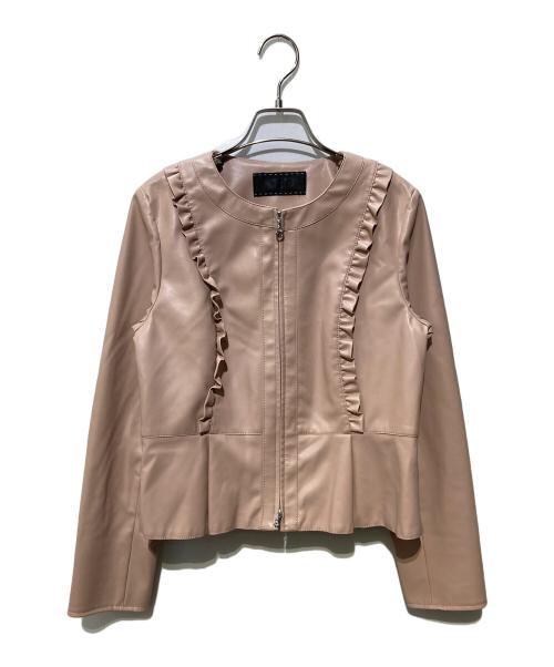 TO BE CHIC（トゥービーシック）TO BE CHIC (トゥービーシック) フリルフェイクレザージャケット ピンク サイズ:SIZE40の古着・服飾アイテム