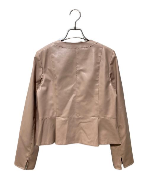 TO BE CHIC（トゥービーシック）TO BE CHIC (トゥービーシック) フリルフェイクレザージャケット ピンク サイズ:SIZE40の古着・服飾アイテム