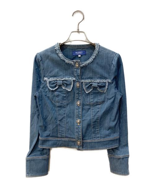 M'S GRACY（エムズグレイシー）M'S GRACY (エムズグレイシー) ノーカラーデニムジャケット インディゴ サイズ:Ⅿの古着・服飾アイテム