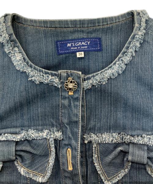 M'S GRACY（エムズグレイシー）M'S GRACY (エムズグレイシー) ノーカラーデニムジャケット インディゴ サイズ:Ⅿの古着・服飾アイテム