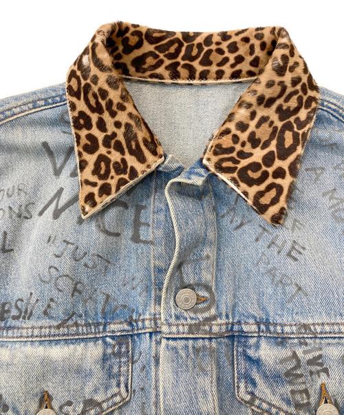 GUCCI（グッチ）GUCCI (グッチ) レオパード切替デニムジャケット スカイブルー サイズ:48の古着・服飾アイテム
