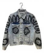 stussy×DRIES VAN NOTENステューシー×ドリスヴァンノッテン）の古着「Hand Stencilled Denim Jacket」｜スカイブルー