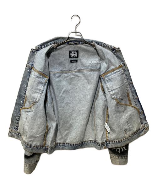 stussy（ステューシー）stussy (ステューシー) DRIES VAN NOTEN (ドリスヴァンノッテン) Hand Stencilled Denim Jacket スカイブルー サイズ:MEDIUMの古着・服飾アイテム