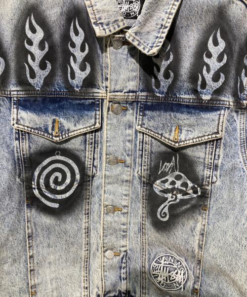 stussy（ステューシー）stussy (ステューシー) DRIES VAN NOTEN (ドリスヴァンノッテン) Hand Stencilled Denim Jacket スカイブルー サイズ:MEDIUMの古着・服飾アイテム