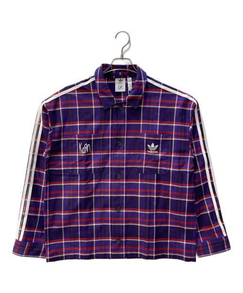 adidas（アディダス）adidas (アディダス) FLANNEL LS MULTCO パープル サイズ:M 未使用品の古着・服飾アイテム