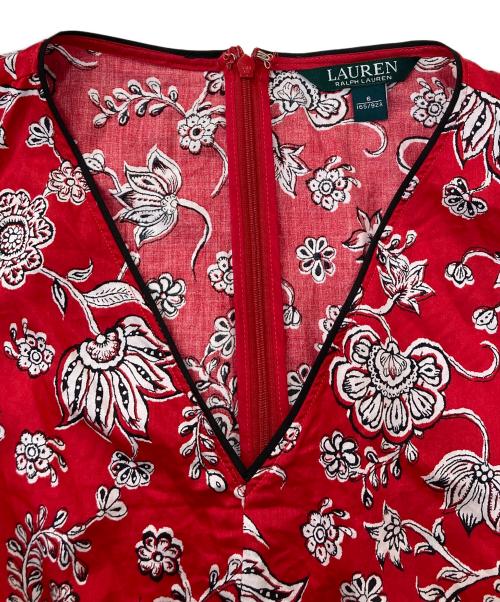 LAUREN RALPH LAUREN（ローレンラルフローレン）LAUREN RALPH LAUREN (ローレンラルフローレン) 総柄ワンピース レッド サイズ:6の古着・服飾アイテム