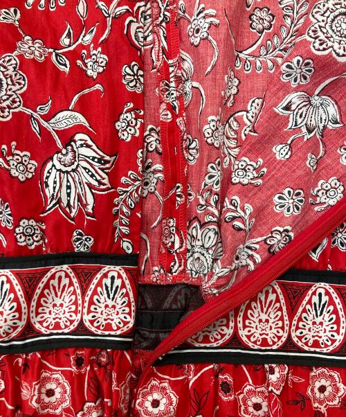 LAUREN RALPH LAUREN（ローレンラルフローレン）LAUREN RALPH LAUREN (ローレンラルフローレン) 総柄ワンピース レッド サイズ:6の古着・服飾アイテム