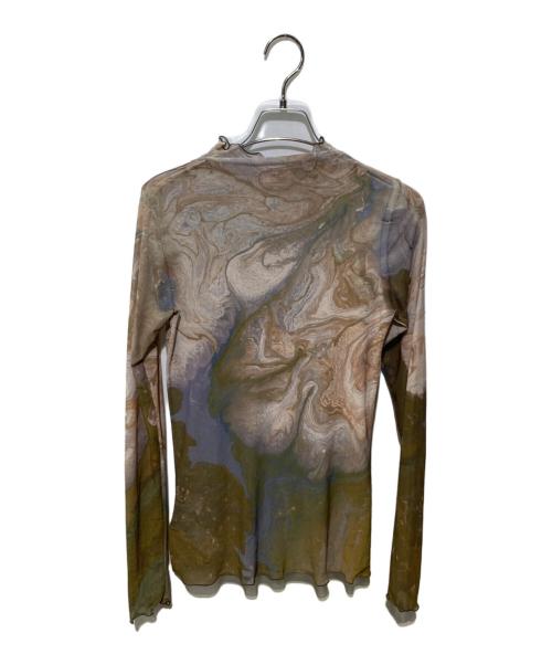 Ameri（アメリ）Ameri (アメリ) MEDI ERIN SHEER TOP オリーブ×ブラウン サイズ:FREEの古着・服飾アイテム