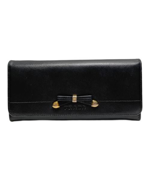 PRADA（プラダ）PRADA (プラダ) リボン付きサフィアーノ長財布 ブラックの古着・服飾アイテム