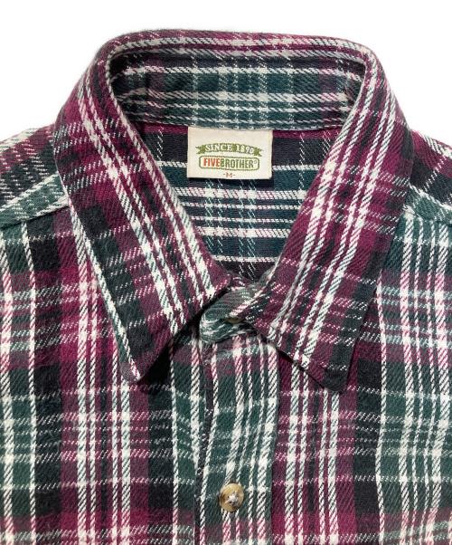 FIVE BROTHER（ファイブブラザー）FIVE BROTHER (ファイブブラザー) ネルシャツ ボルドー×グリーン サイズ:Mの古着・服飾アイテム