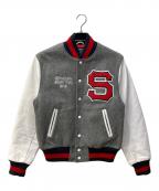 stussyステューシー）の古着「スタジャン」｜グレー×ホワイト