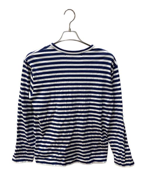 PLAY COMME des GARCONS（プレイコムデギャルソン）PLAY COMME des GARCONS (プレイコムデギャルソン) Border Long Sleeve T-Shirt With Red Emblem ネイビー サイズ:Ⅿの古着・服飾アイテム
