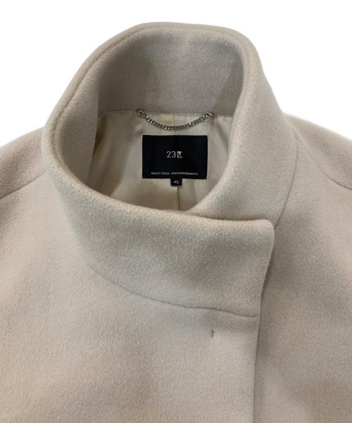 23区（ニジュウサンク）23区 (ニジュウサンク) ダブルクロスベロアスタンドカラーコート ベージュ サイズ:40の古着・服飾アイテム