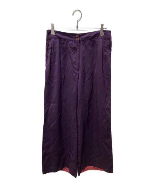 DRIES VAN NOTEN（ドリスヴァンノッテン）DRIES VAN NOTEN (ドリスヴァンノッテン) シルクワイドパンツ パープル×ブラウン サイズ:	SIZE M (40)の古着・服飾アイテム