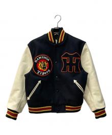 龍桜（リュウオウ）の古着「レザー切替スタジャン」｜ブラック