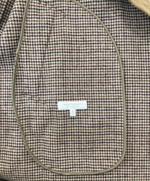 BEAUTY&YOUTH（ビューティーアンドユース）BEAUTY&YOUTH (ビューティーアンドユース) リバーチェック バルカラー コート ブラウン サイズ:Lの古着・服飾アイテム