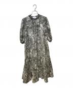 Vinヴィン）の古着「花柄ワンピース」｜グレー