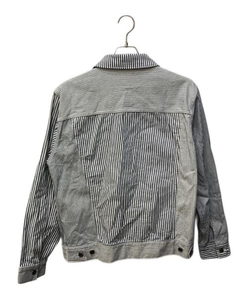 stussy（ステューシー）stussy (ステューシー) Stripe Trucker  JACKET(ストライプトラッカージャケット) ホワイト×ブラック サイズ:Lの古着・服飾アイテム