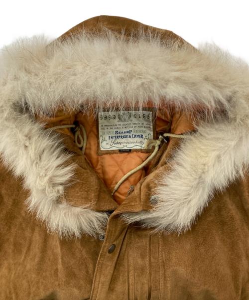 SEAHOP（シーホップ）SEAHOP (シーホップ) ファーフーデッドレザージャケット ブラウン サイズ:Lの古着・服飾アイテム