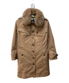 BURBERRY LONDON（バーバリーロンドン）の古着「ノバチェックフォックスファーダウンライナー付コート」｜ブラウン