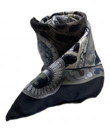 HERMES（エルメス）の古着「カレ90 La femme aux 風の足蹠を持つ女」｜ブラック×ホワイト