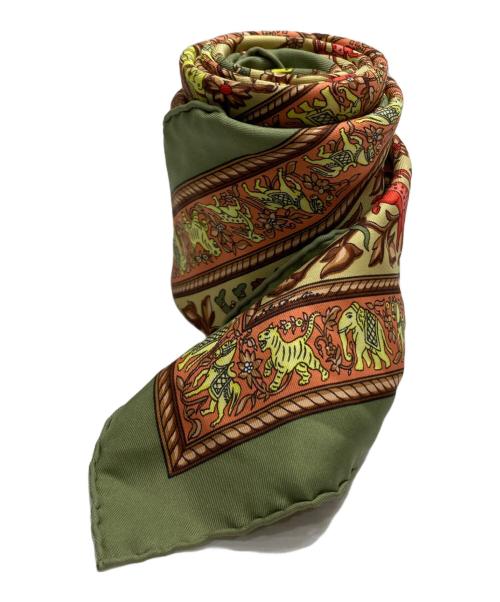 HERMES（エルメス）HERMES (エルメス) カレ90 インドの狩猟 グリーンの古着・服飾アイテム