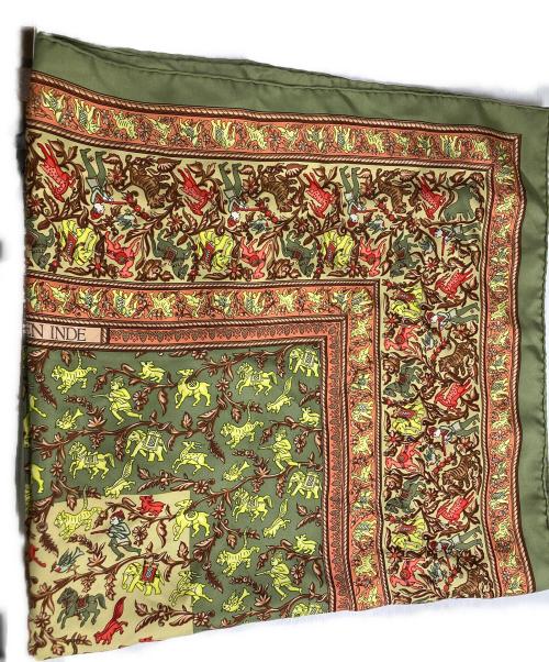 HERMES（エルメス）HERMES (エルメス) カレ90 インドの狩猟 グリーンの古着・服飾アイテム